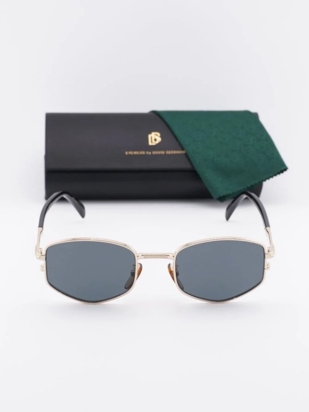 David Beckham DB 1129/S 0RHL IR Geometric Sunglasses - Gold / Grey